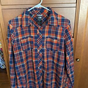 Navy and orange plaid